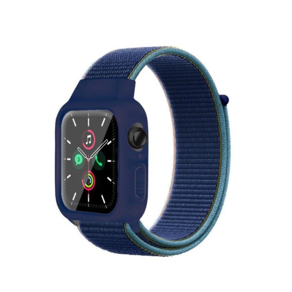 Blue Rugged Nylon Loop Strap with Protective Case for Apple Watch