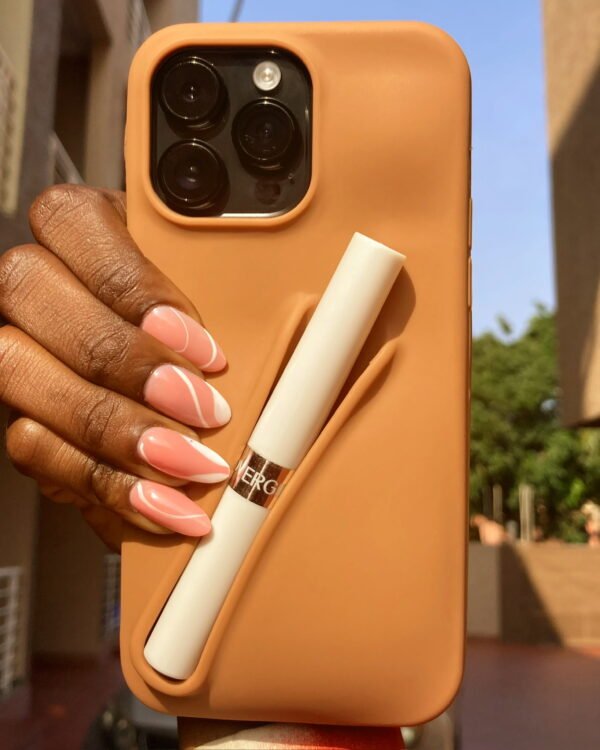 Lipstick Holder Silicone Phone Case - Brown