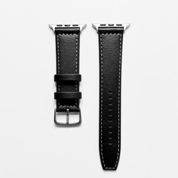 Black Leather Apple Watch Strap with Buckle