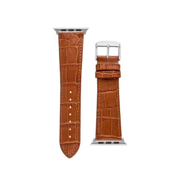 Brown Croc-Style Leather Strap for Apple Watch