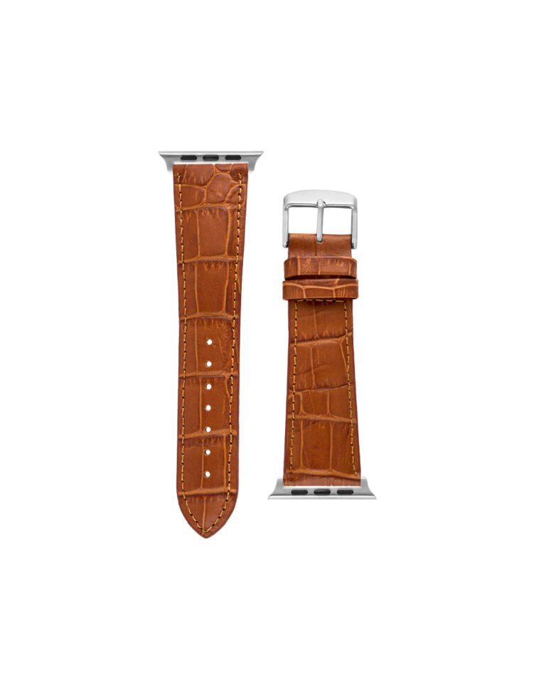 Brown Croc-Style Leather Strap for Apple Watch