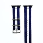 Navy and White Striped Nylon Buckle Strap for Apple Watch