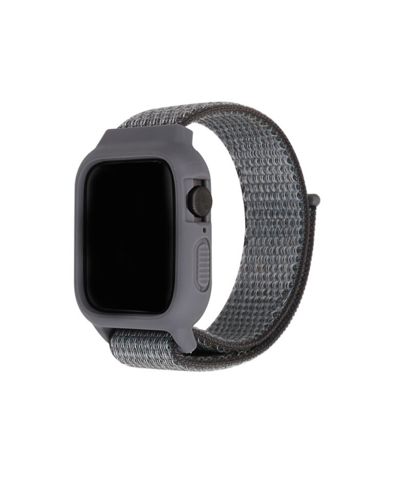 Apple Watch Rugged Strap with Nylon Loop and Protective Case – Dark Grey
