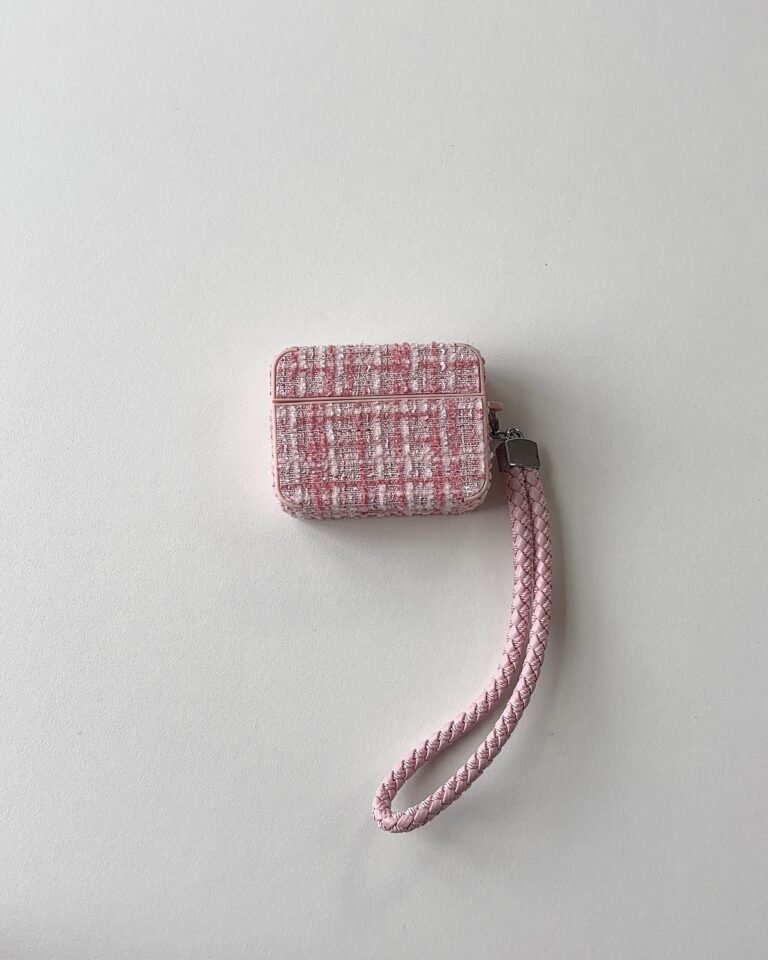 Pink Tweed Airpods Case