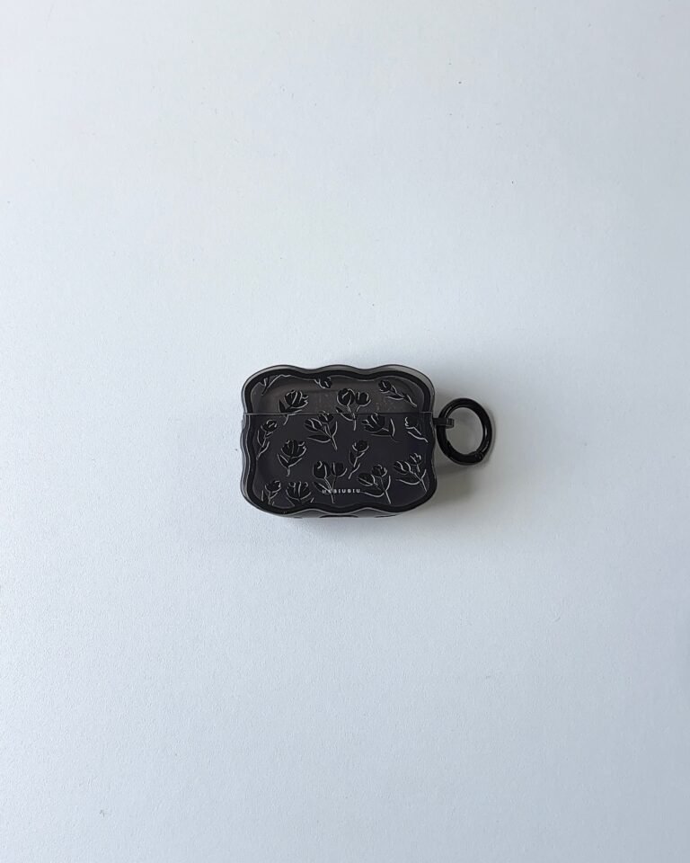 Black Bloom Airpods Case