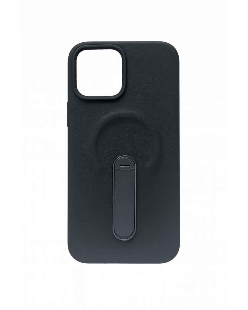 Black Magnetic Leather Kickstand Case - 16 Pro Max