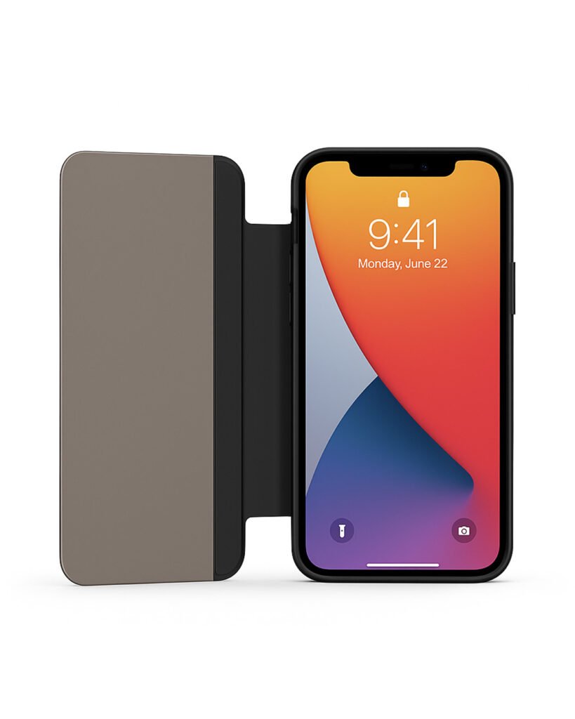 The Black Leather Flip Phone Case