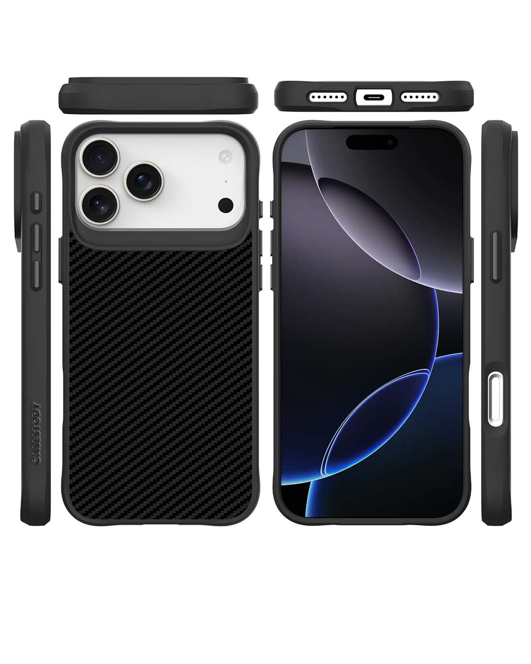 CS Carbon Fiber Phone Case with Shock Pocket Technology, Anti-Scratch, Raised Edges, and Rubber Grip