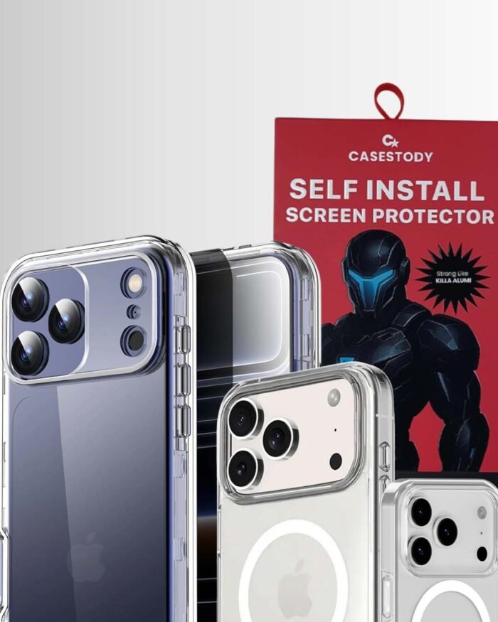 TrioGuard iPhone Case, Micro Clear MagSafe Case, and Self-Install Screen Protector bundle for all iPhone