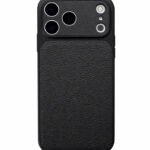 Black leather iPhone case for 17 Pro Max